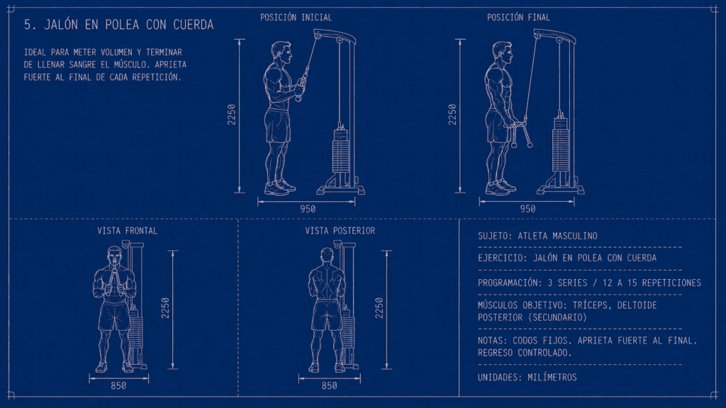 5. Jalón en polea con cuerda
