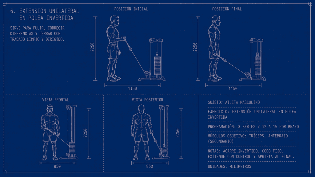 6. Extensión unilateral en polea invertida
