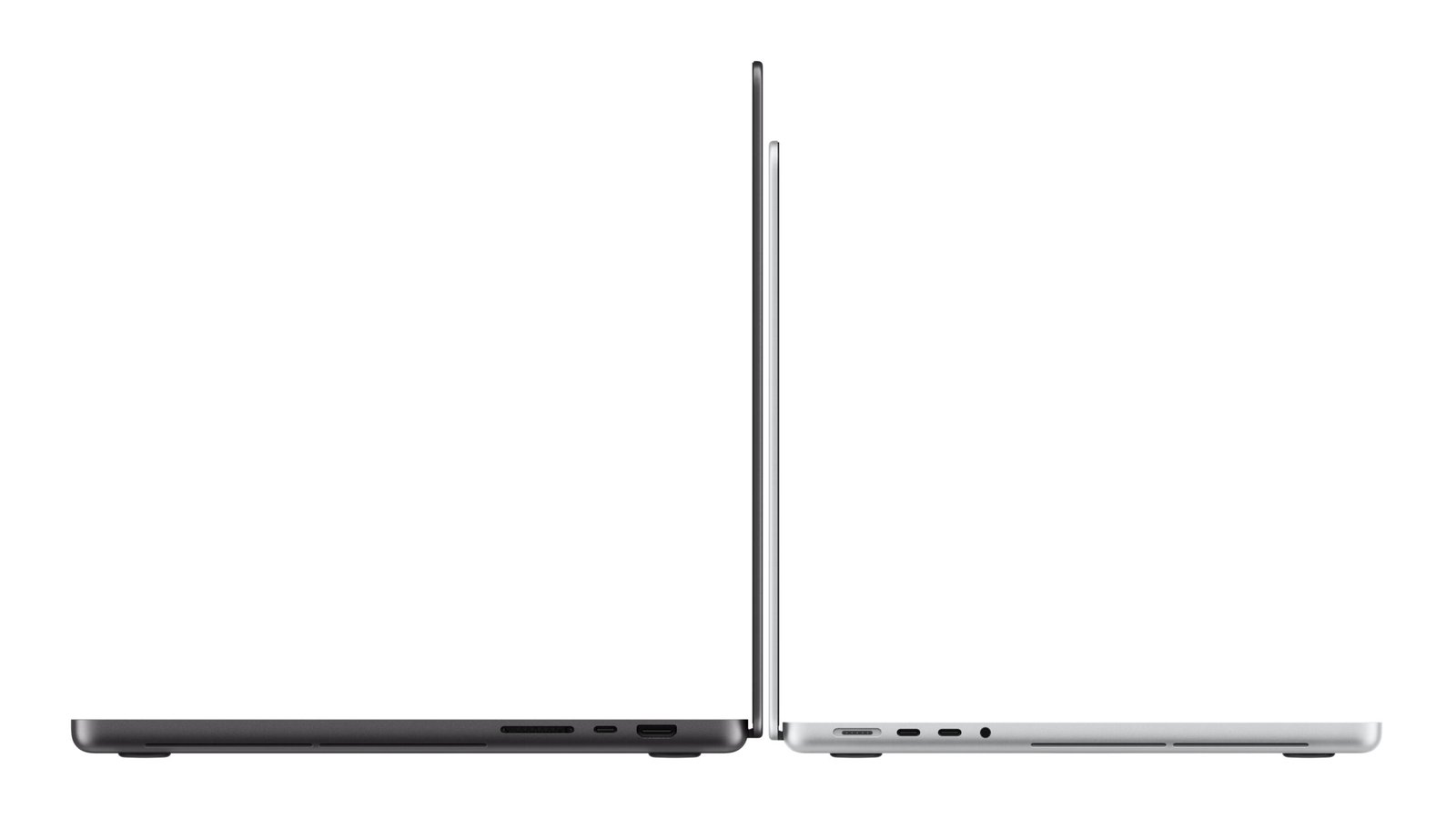 Vista de perfil de la nueva familia MacBook Pro con pantalla PROLED XDR