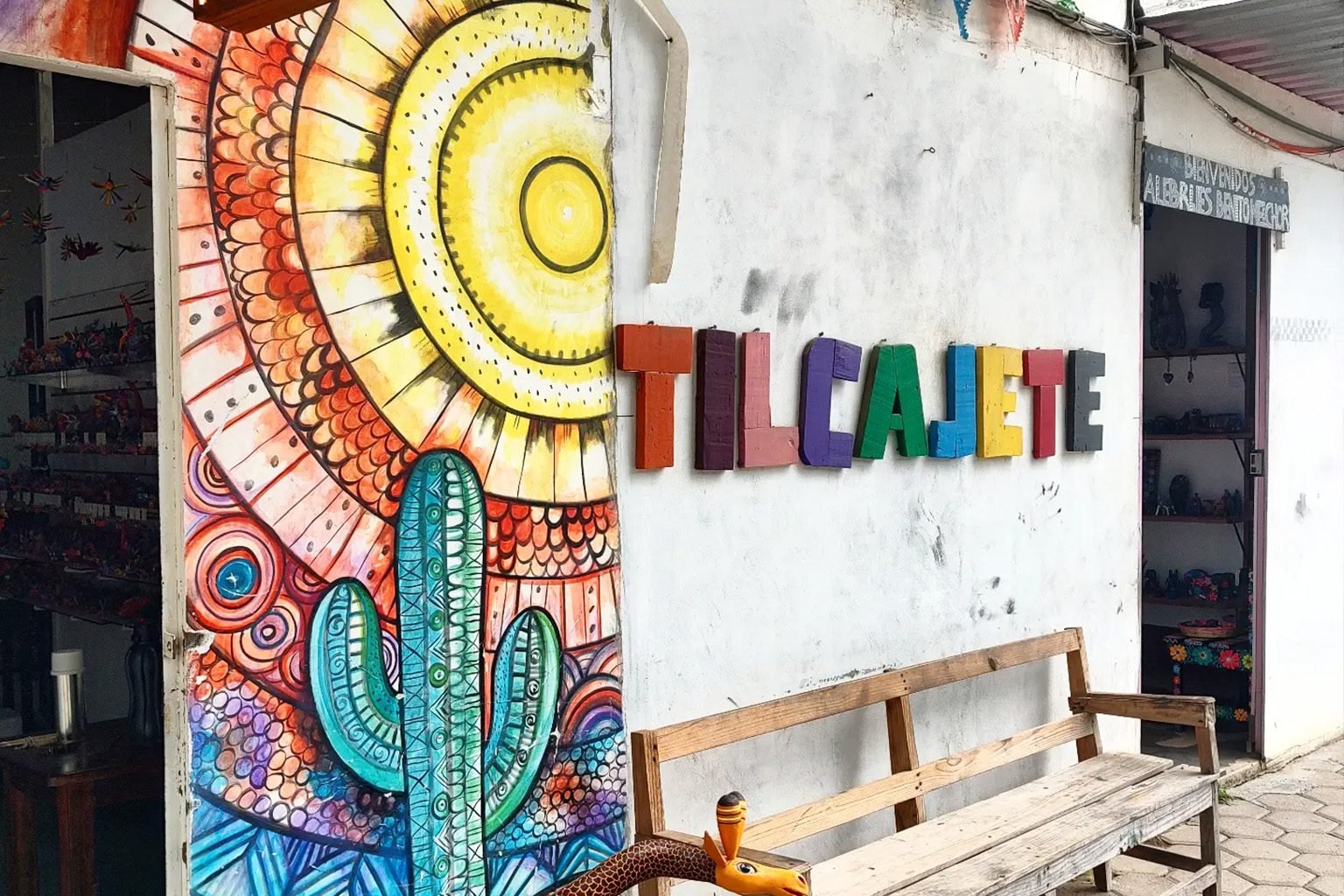 Letrero de Tilcajete, pueblo artesanal de Oaxaca