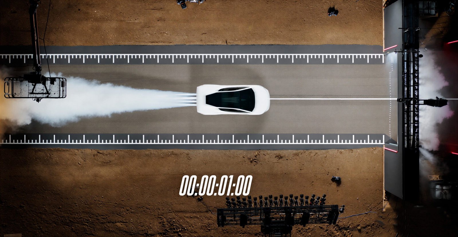 Tesla Roadster durante la prueba de aceleración de la presentación