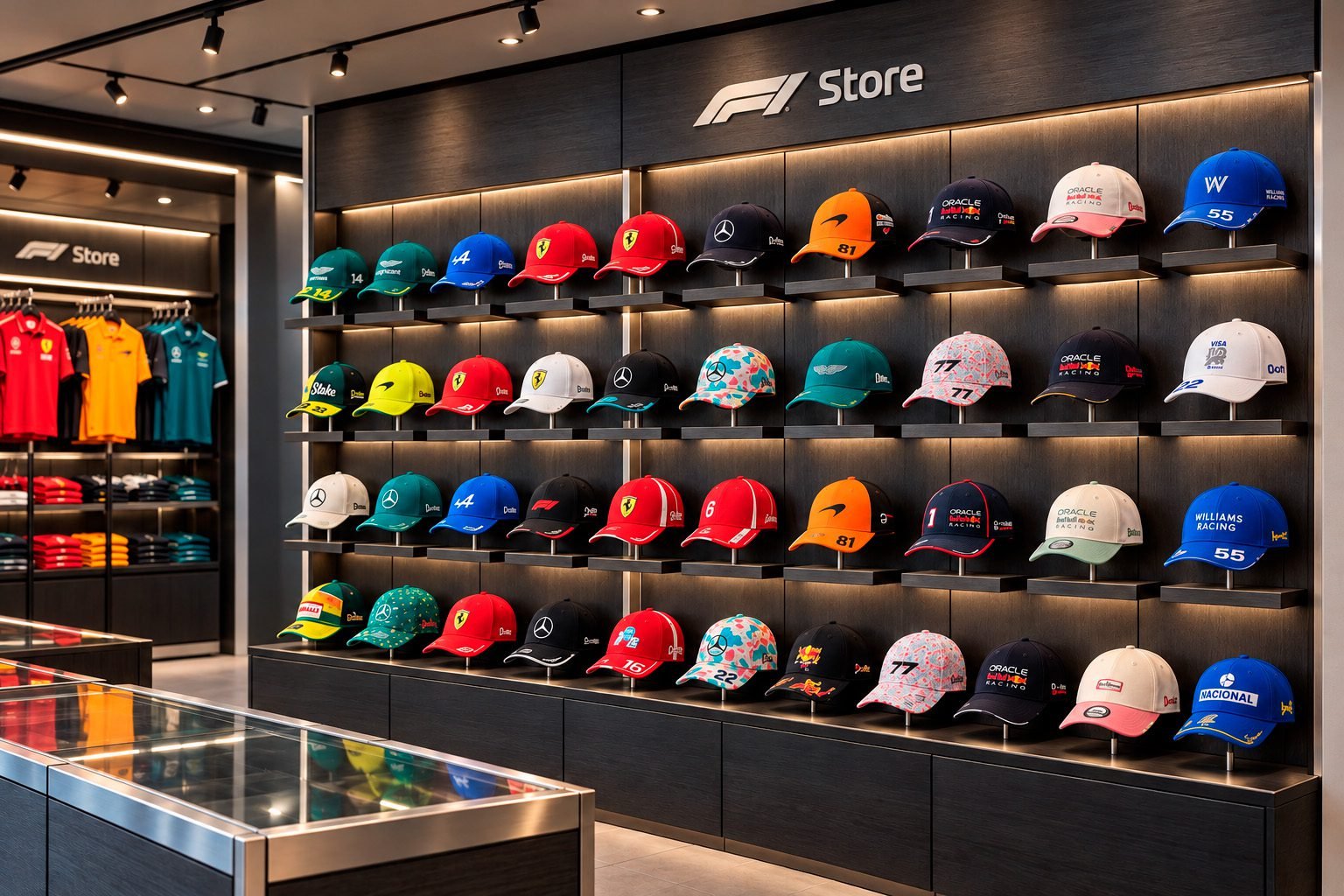 Tienda con prendas y accesorios de Fórmula 1